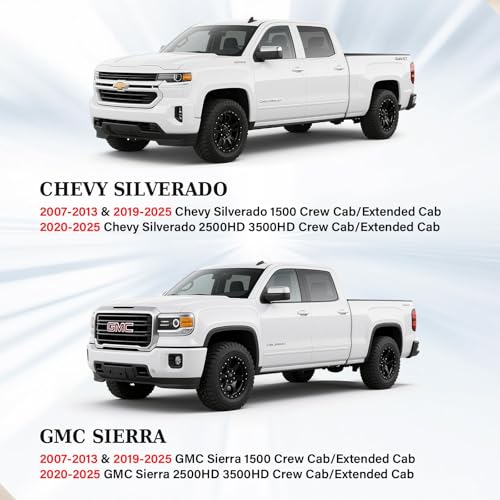 Image of Coverado Chevy Silverado Waterproof Canvas Rear Seat Covers, Fit for Chevy Silverado GMC Sierra 2007-2013 & 2019-2026 1500, 2020-2026 2500HD 3500HD Crew Double Extended Cab(Flat Rear, Black)