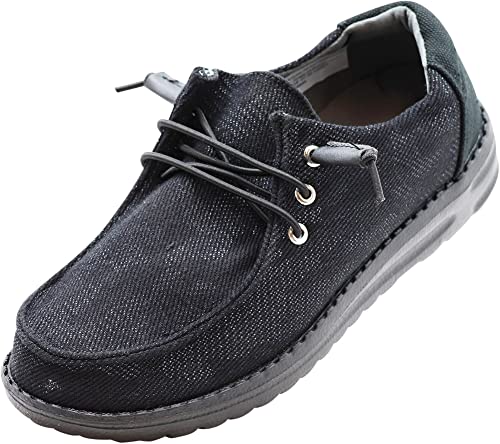 NORTY Unisex Kids Casual Boat Shoes - Slip-On Lace-Up Loafers for Boys and Girls - Lightweight Design - Black Camo,Size 1