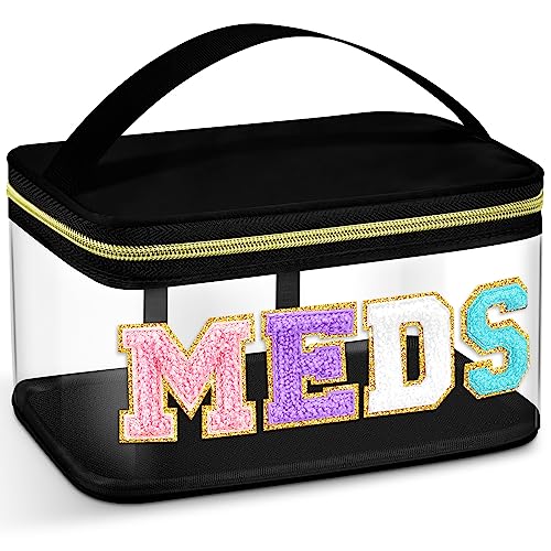 Geetery-Meds-Travel-Bag-Black-Meds-Chenille-Letter-Clear Geetery Meds Travel Bag Black, Meds Chenille Letter Clear - Image 1