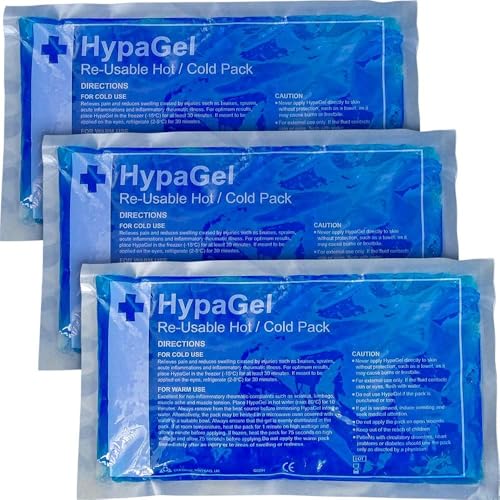 Safety First Aid Group HypaGel Standard Reusable Hot/Cold Gel Therapy Pack, Pack of 3 - Freezable, Microwaveable for First Aid, Sports Injuries, Pain Relief