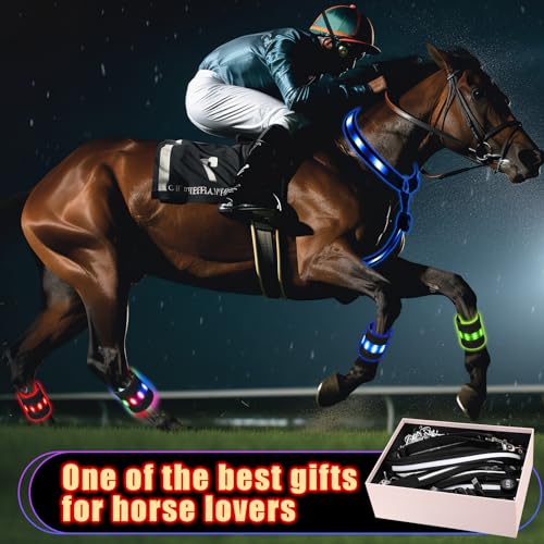 Silipull MIU-SILIPULL-291 5 Pcs 8 Colors Light Up Horse Tack Set Includes 1 Led Horse Breastplate Collar And 4 Led Horse Leg Band Usb Rechargeable Equestrian Safety Gear Adjustable Visibility thumb #6