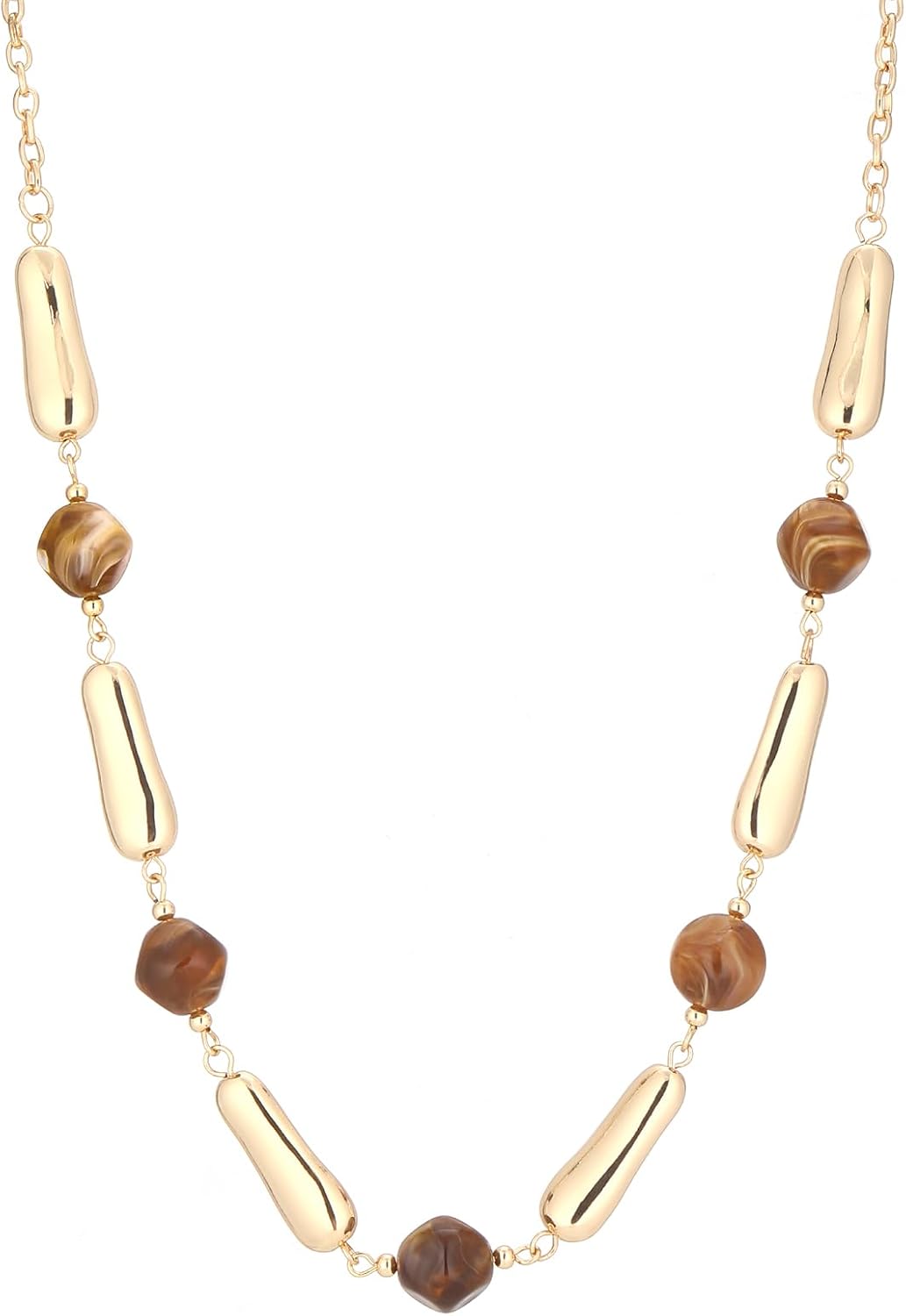 Long Gold Beaded Necklaces for Women Long Chain Necklace with Chunky Resin/Pearl Beads Gold Costume Jewelry Gifts