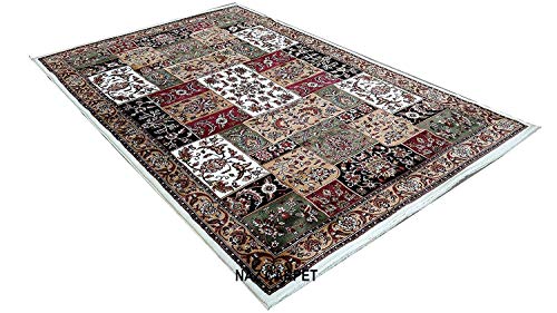 Image of Kashmiri Traditional Woollen Carpet with Advanced 1 Inch Thickness & Classical Look 240x335cm (8x11 Feet) Color White