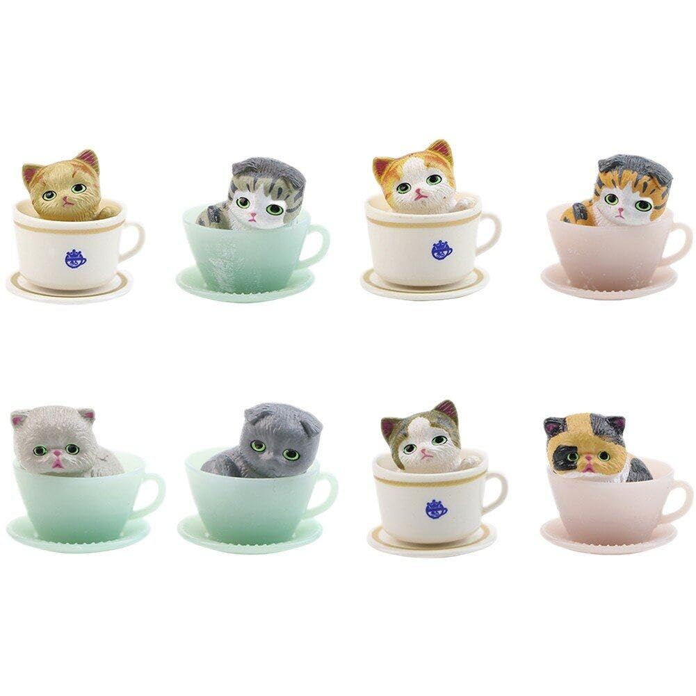 Amazon.co.jp: 猫フィギュア かわいい 猫像 ティーカップ猫 ミニ 子猫