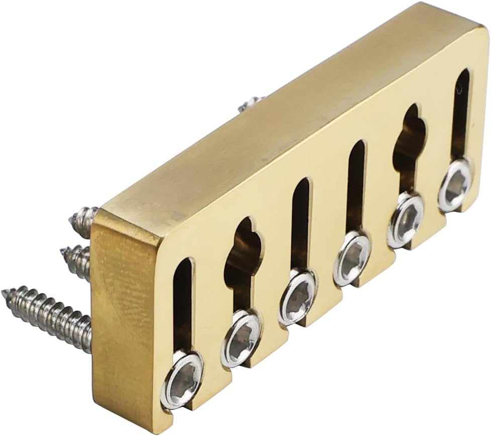 Guitar Bridge String Locks 6 String Guitar Locking Nut Headless Guitar String Lock Titanium Alloy String Locking for Headless Electric Guitar （Gold)