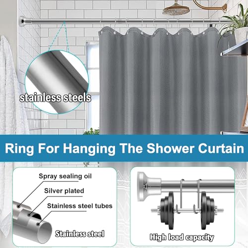 Bingobang Stainless Steel Extendable Shower Curtain Rod Tension Pole, Net Voile Shower Curtains Rail, Adjustable No-drilling Telescopic Rods Extendable for Bathroom (70-193CM, Silver) - Image 4