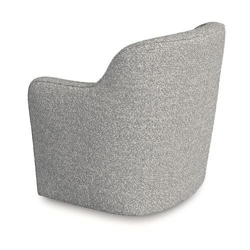 Image of Homepop Home Decor Upholstered 360 Barrel Back Swivel Chair | Accent Chairs for Living Room & Bedroom | Decorative Home Furniture, White Boucle with Gray Yarn