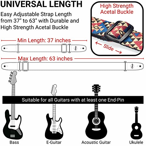 Amumu Sangle de guitare multicolore pour guitare acoustique, électrique, basse – réglable, Triangle multicolore - Les Beatles, Paul McCartney, John Lennon, RIngo Starr, George Harrison Amumu Sangle de guitare multicolore pour guitare acoustique, électrique, basse – réglable, Triangle multicolore – Image 4