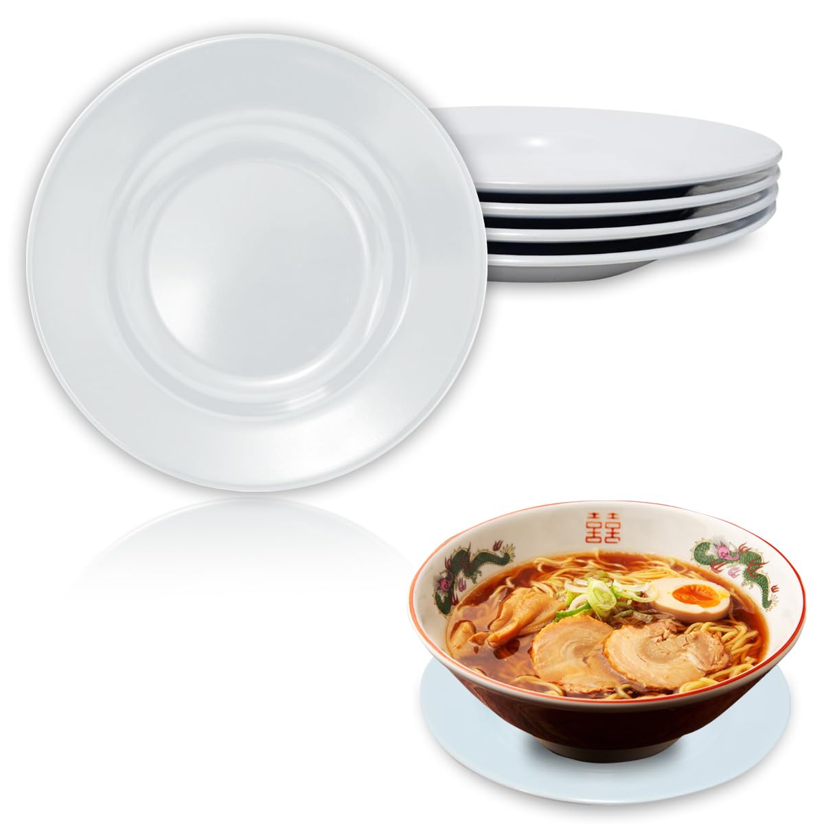 Amazon.co.jp: MMmall ラーメン 受け皿 受皿 下皿 スープ皿 メラミン