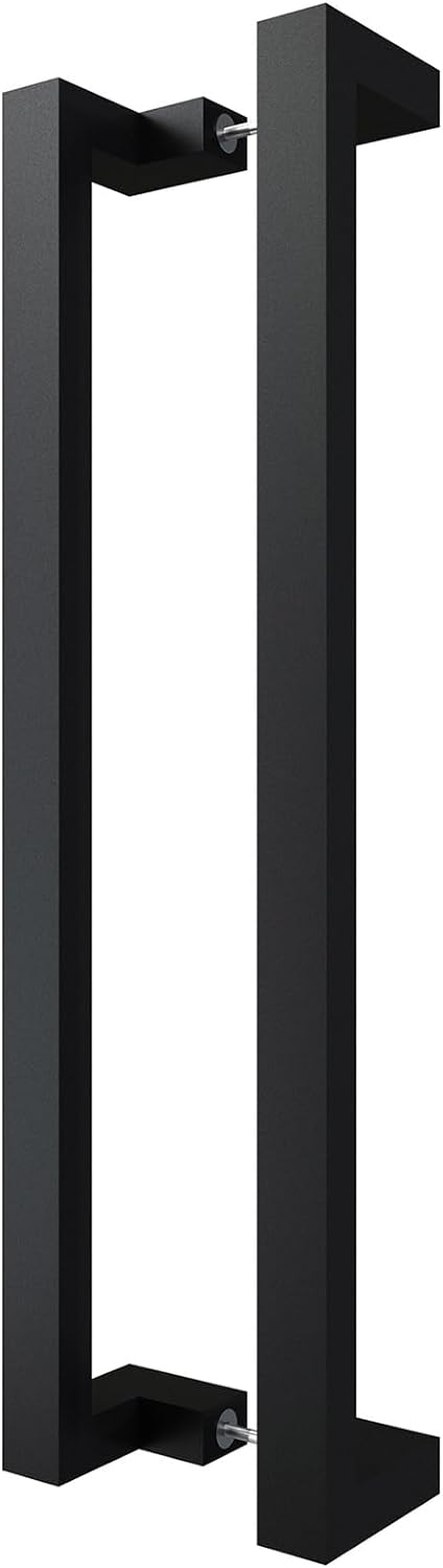 BARNSMITH 24 Inches Commercial Door Handle Pull Heavy Duty Stainless Steel Modern Square Rectangle Flat Shape Push Pull, Entrance Entry Front Office Store Garage Handle Pull Set