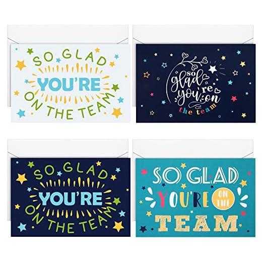 24 Pack Employee Appreciation Encouragement Cards with Envelopes So Glad You're On The Team Business Note Cards Funny Work Greeting Cards Employee Thank You Cards for Gratitude Recognition (Classic)