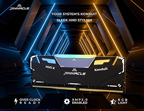 Image of Timetec Pinnacle Konduit RGB DDR4 3200MHz PC4-25600 CL16-18-18-38 XMP2.0 Overclocking 1.35V Compatible for AMD and Intel Desktop Gaming PC Memory Module RAM (RGB Black, 32GB KIT(4x8GB))