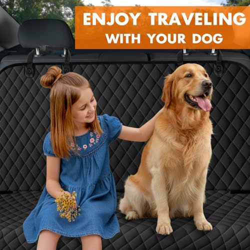 Image of NECKORY Backseat Cover for Dogs, Waterproof and Non-Slip Pet Bench Seat Covers, Car Seat Protector for Back Seat, Universal Size Rear Car Seat Cover Fits Cars, Trucks and SUVs, L-Carbon Black
