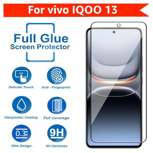 Image of SHILD HD Clear Tempered Glass Screen Protector for iQOO 13 - 9H Hardness, Ultra Clear, Scratch Resistant, Case Friendly, Easy Installation Kit (Pack of 1)
