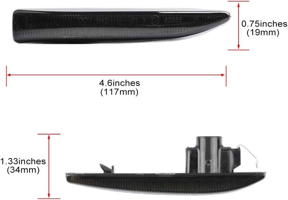 E65/E66 Sequentia LED Side Marker Turn Signal Lights for 2002-2008 B-WM 7 Series 745i 745Li 750i 750Li 760i 760Li Alpina B7 Amber LED Side Repeater Lamps Smoked Lens LH/RH Driver Passenger Light