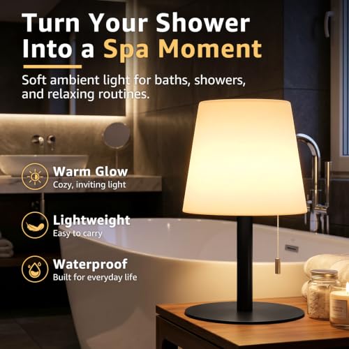 Image of uuffoo Shower Lamp Rechargeable Cordless Light Waterproof for Bathroom Spa