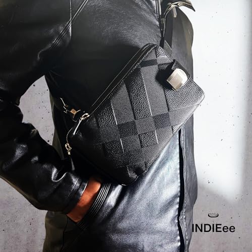 極美品 INDIEee 本革 レザー ボディバッグ黒 ショルダーバッグ 斜め掛け Amazon.co.jp: INDIEee（インディ）: ボディバッグ