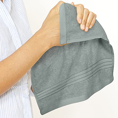 Utopia Towels 12 Pack Premium Wash Cloths Set, 12 by 12 Inches, 100% Cotton Ring Spun, Highly Absorbent and Soft Feel Washcloths for Bathroom, Spa, Gym, and Face, Cool Grey
