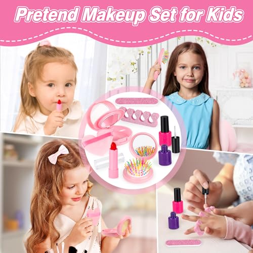 Toddler Play Purse Toy for Little Girls, 40PCS Kids Purse with Pretend Princess Toys Includes Handbag, Camera with Projector, Phone, Wallet, Kids Birthday Gift Toddler Girl Toys for 3 4 5 6+