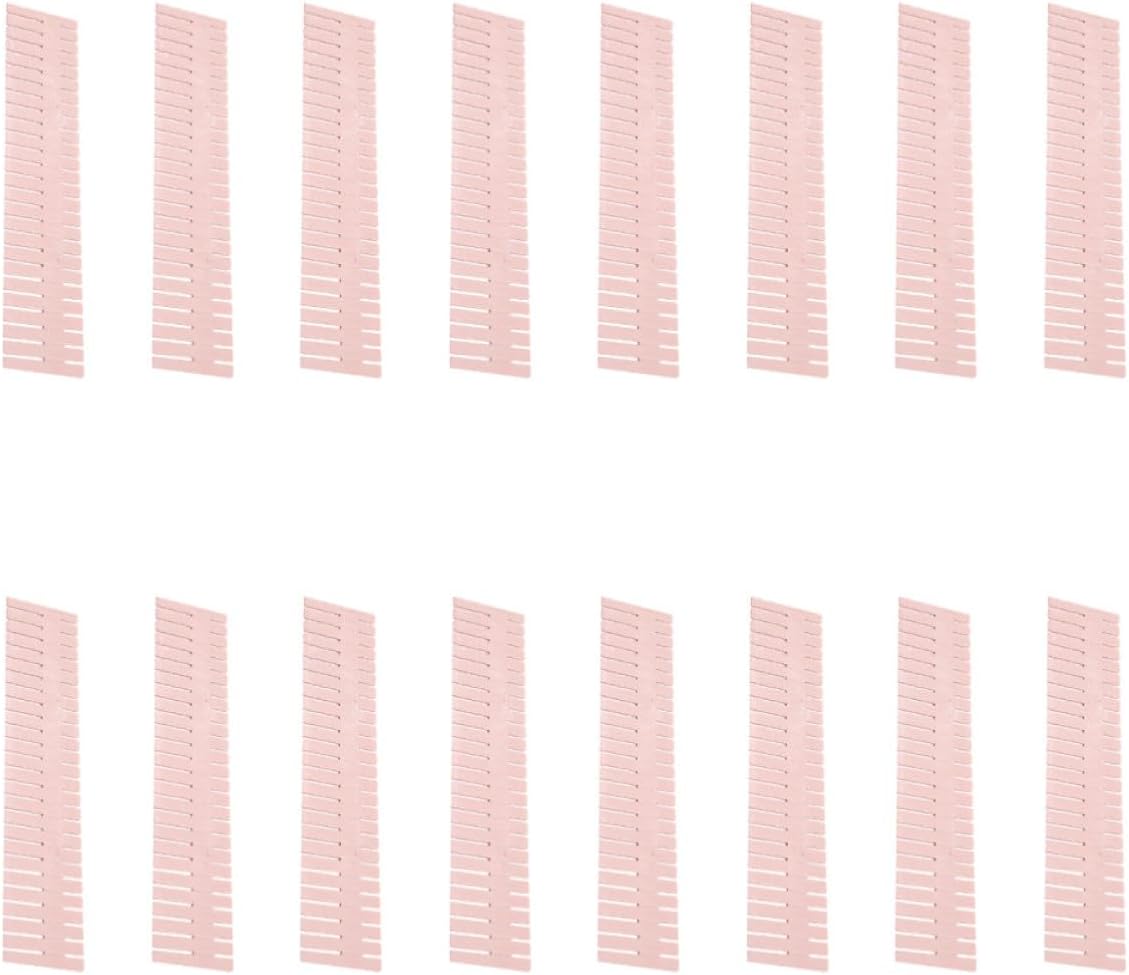 MAGICLULU 4 Sets of 16 Pcs Plastic Drawer Dividers DIY Organizer Tray for Clutter Free Dresser Drawer Storage and Home Use Pink Plastic Classification Dividers
