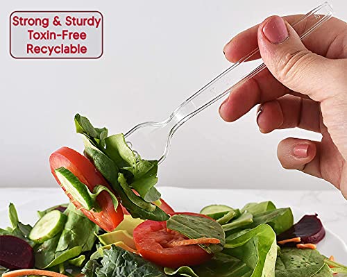 Lonezo [150 Count] Plastic Forks Clear Forks Plastic Disposable Shatter Resistant Disposable Forks Eco Friendly Plastic Forks Heavy Duty Plastic Utensils #TOP3