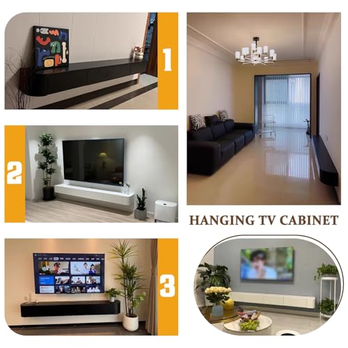 Meuble de rangement mural pour téléviseur flottant noir 140cm
