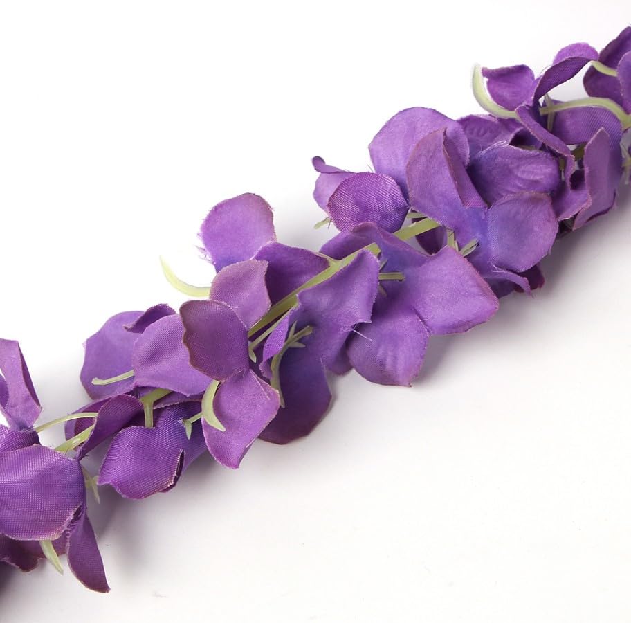 Image of VRB Dec 2 Pcs Artificial Flowers Vine Silk Wisteria Garland Fake Ivy,(6 ft Long) Wedding Decoration Diwali /Ganpati /Christmas Decorations Fake Daisy Floral Vine Silk Hanging Flower for Home (Purple)
