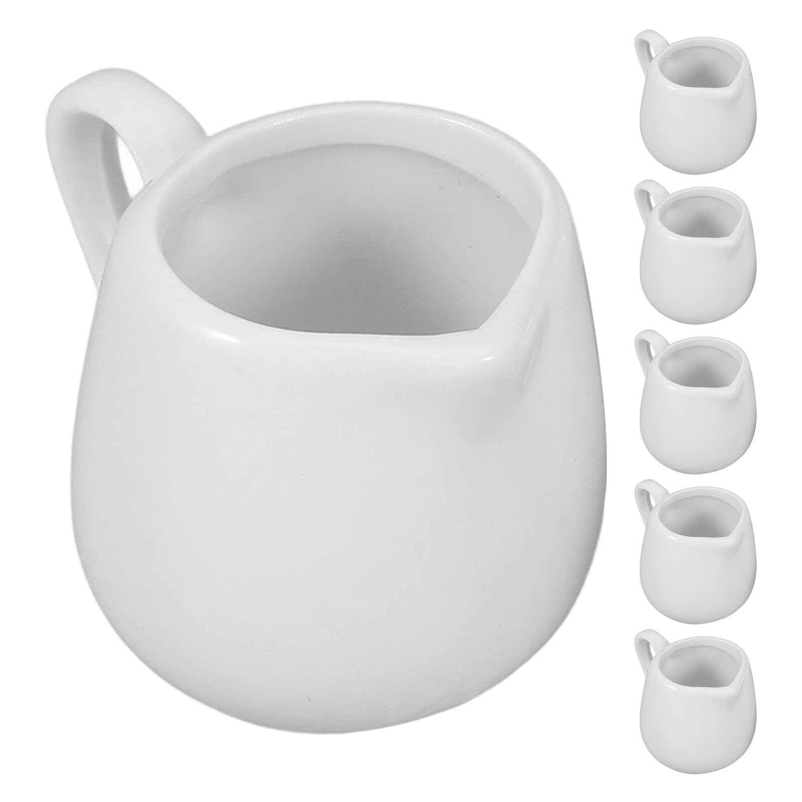 6 Stück Weiße Keramik Milchkännchen 50 Ml Kleine Soßenkännchen mit Griff für Frühstücksbar Elegant Hygienisch Vielseitig zum Servieren von Soßen