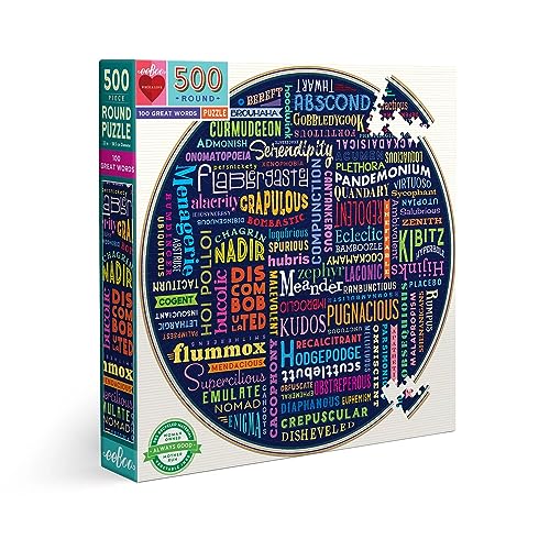 eeBoo Puzzle de 500 piezas - 100 Grandes Palabras Rompecabezas circular para adultos, diámetro de 23 pulgadas, hecho con cartón reciclado e tinta vegetal miniatura 1