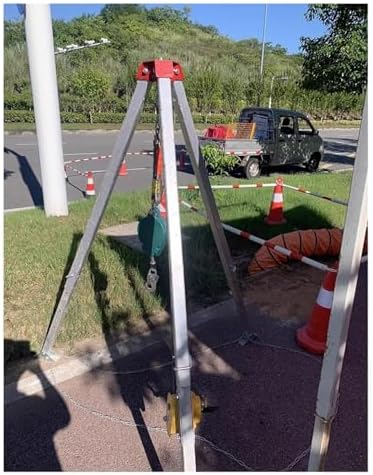 Adjustable Confined Space Rescue Kit with Tripod and 2600 Lbs Winch for Heavy Duty Fire and Sewer Rescue, Ideal for Tunnel and Well Lifting Operations