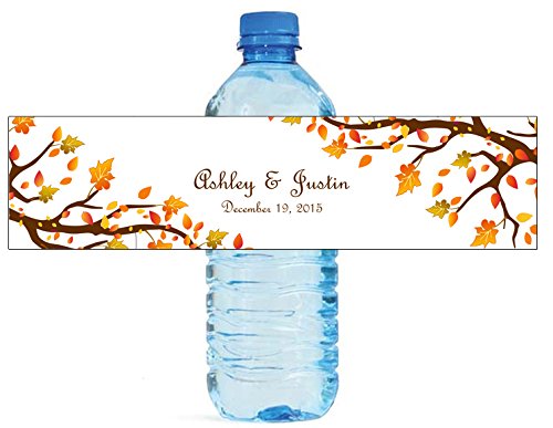 DesignThatSign 100 Autumn Trees Wedding Anniversary Engagement Party Water Bottle Labels Bridal Shower Birthday