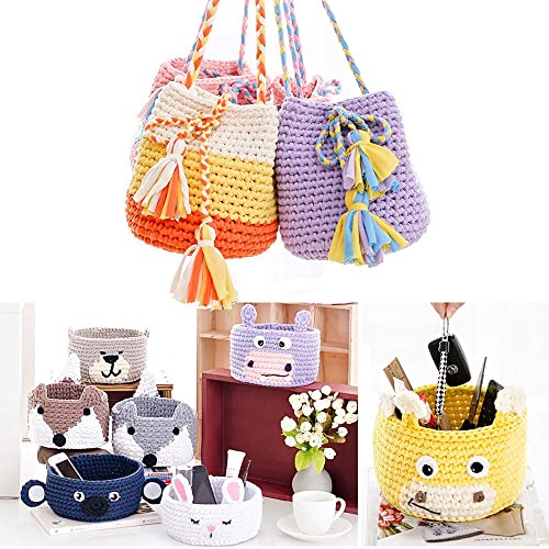 T-Shirt Yarn Knitting Yarn Fabric Crochet Cloth for Summer Hand DIY Bag Blanket Cushion Crocheting Projects 100g (#21 Blue) - Image 4