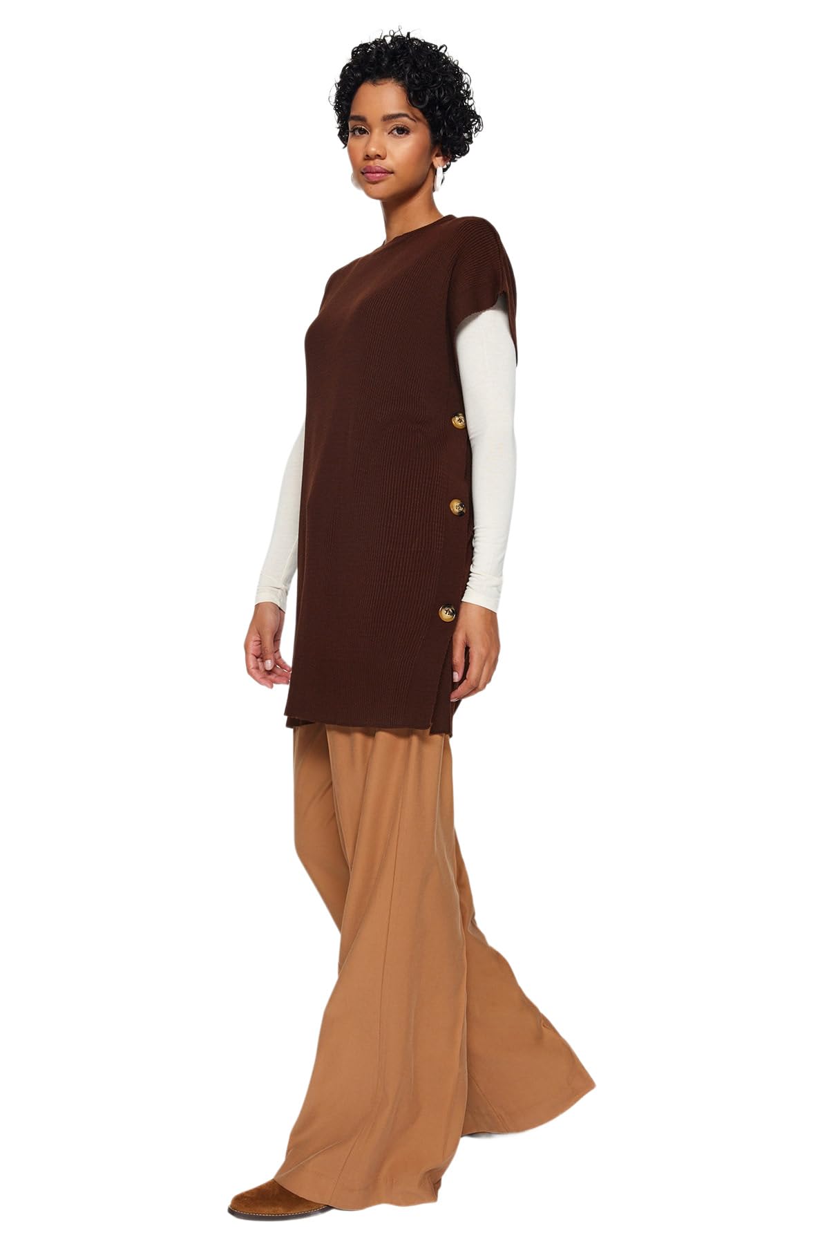 Trendyol Sweater - Brown - Relaxed fit,Brown,S