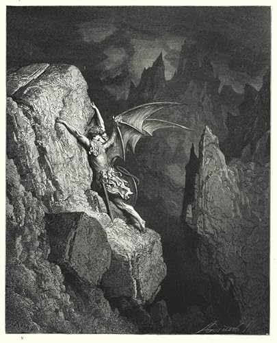 POSTERIIk Pinturas Famosas Painting Cuadro Póster retro para Ilustración de para Miltons Paradise Lost Book Ii Líneas de Gustave Dore Para la Decoración del Hogar 60x90cm