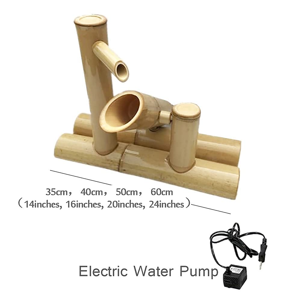Fuente De Agua De Bambú con Bomba, Decoración De Estanque para Jardín, Patio Trasero, Característica De Flujo De Agua (Longitud 40 Cm)