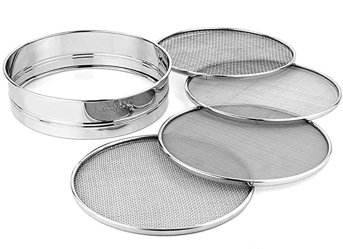 Image of 4-in-1 Interchangeable Atta Chalni with Measuring Atta Scoop | Multipurpose Stainless Steel Flour Sieve with 4 Mesh Sizes | Kitchen Strainer & Flour Filter (1)