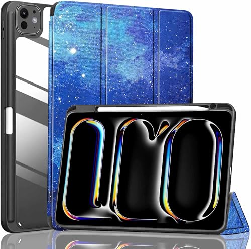 ProElite Case Cover for Apple iPad Pro 11 inch 2024/2025 M4/M5 5th/6th Gen Cover, Smart Flip Case for Apple iPad Pro 11 inch M4/M5, Transparent Smart Flip Cover with Pencil Holder, Stars