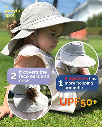 Camptrace Toddler Kids Sun Hats With Neck Flap Upf 50+ Uv Protection Wide Rigid Brim Boys Girls Beach Swim Sunhat #TOP1