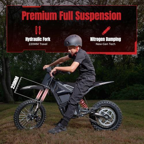 Image of Yozma IN10 Electric Dirt Bike, 3000W Peak Mid- Drive Motor, 40 Mph Max Speed Ebike, 48V 23.4AH Bttery with 45 Miles Max Range, 14'' /12'' Off-Road Tires, Hydraulic Brakes & Dual Shock Absorption