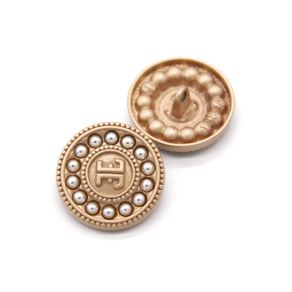 5PCS Pearl Gold Metal Women Coat Buttons for Clothing Sweater Decoration Sewing Crafts Accessories — image 1