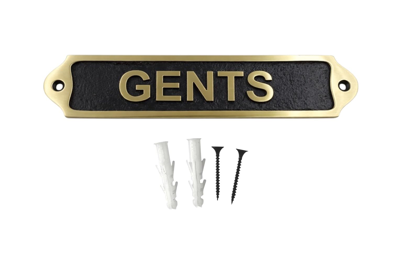 Enhanced Vintage Brass Metal GENTS Door Sign Plaque | Antique Wall Mounted Name Plate with Screws | 21.5 × 4.5 cm | GENTS — image 1