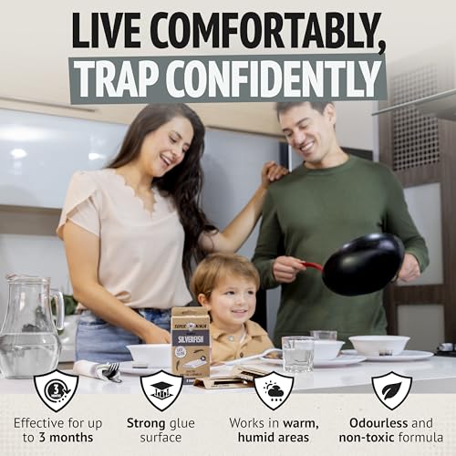 Super Ninja Silverfish Trap – 3 Pack, Silverfish Killer with Integrated Attractant, Odourless, Non-Toxic Sticky Traps for Basements, Bathrooms, Kitchens, Works for Up to 3 Months