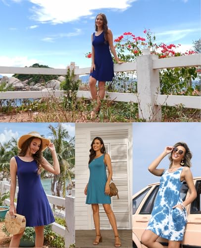 BISHUIGE Women's Summer Casual Dresses Sleeveless Round Neck Tank Dress Beach Cover Up for Bikini Swimwear Vacation4
