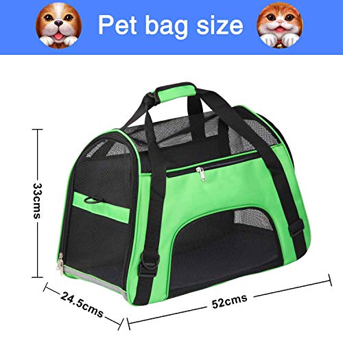 Kraptick-Large-Pet-Travel-Carriers-Pet-Carrier-Bag-Airline-Approved-Duffle-Bags-Pet-Travel-Portable-Bag-for-Little-Dogs-Cats-and-Puppies-Small-Animals-for-Pets-Upto-10Kgs-Green