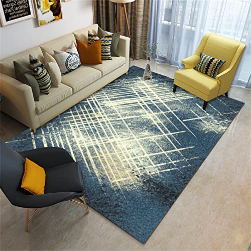 Tapis de salon bleu 200x250cm géométrique moderne pour décoration - 2