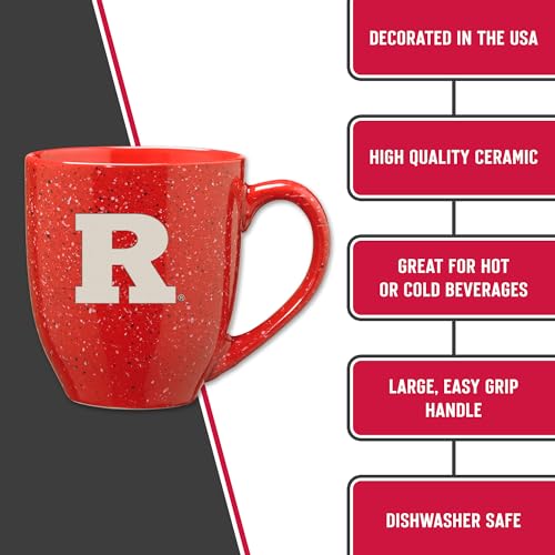 Image of Rico Industries NCAA Rutgers Scarlet Knights Red Personalized 16 oz Team Color Laser Engraved Speckled Ceramic Coffee Mug