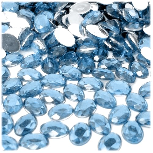 The Crafts Outlet 1,000pc Rhinestones Oval 13x18mm - Flatback Light Blue