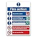 Price comparison product image Enhance Fire Safety with Clear Instructions - Fire Action Symbolised Plan Sign on A5 (210 x 148 mm) Self-adhesive Vinyl Sticker for Effective Fire Action Safety