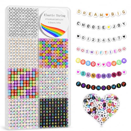 Redtwo 1600Pcs Letter Beads for Bracelets A-Z Alphabet Beads for Bracelets