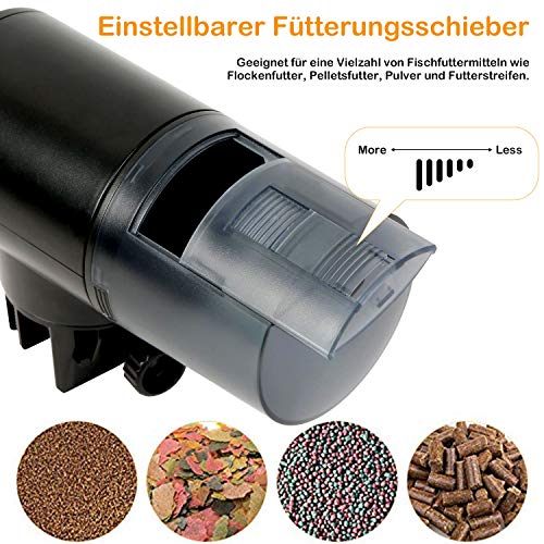 Futterautomat Aquarium, Fischfutterautomat Automatischer 200ml Große Kapazität Mit USB-Ladekabel Und LCD Display Geeignet Für Aquarium, Fischtank Und Schildkrötentank – Bild 4